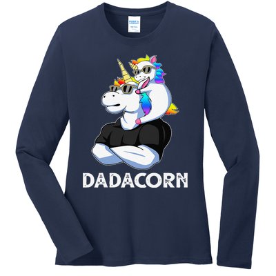 Dadacorn Unicorn Dad Unicorn Lovers Fathers Day Ladies Long Sleeve Shirt