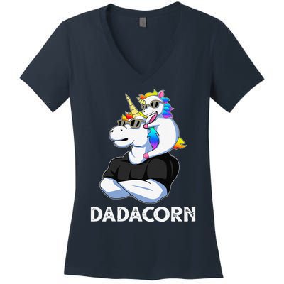 Dadacorn Unicorn Dad Unicorn Lovers Fathers Day Women's V-Neck T-Shirt