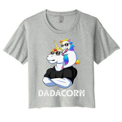 Dadacorn Unicorn Dad Unicorn Lovers Fathers Day Women's Crop Top Tee