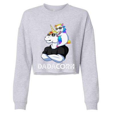 Dadacorn Unicorn Dad Unicorn Lovers Fathers Day Cropped Pullover Crew