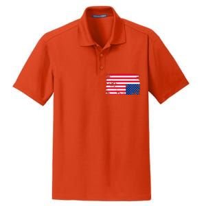 Distress Upside Down American Flag Dry Zone Grid Polo