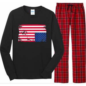 Distress Upside Down American Flag Long Sleeve Pajama Set