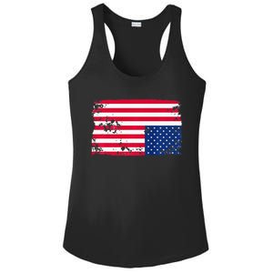 Distress Upside Down American Flag Ladies PosiCharge Competitor Racerback Tank