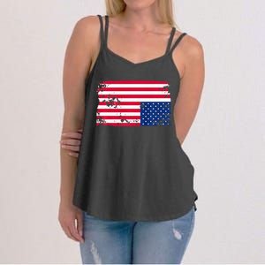 Distress Upside Down American Flag Women's Strappy Tank