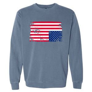 Distress Upside Down American Flag Garment-Dyed Sweatshirt