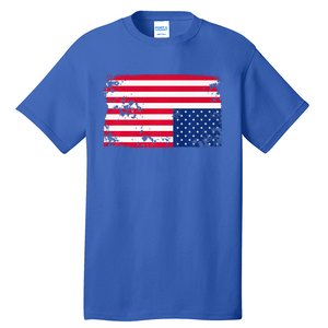 Distress Upside Down American Flag Tall T-Shirt