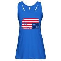 Distress Upside Down American Flag Ladies Essential Flowy Tank