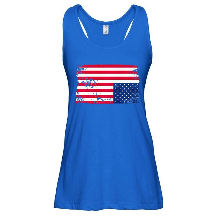 Distress Upside Down American Flag Ladies Essential Flowy Tank