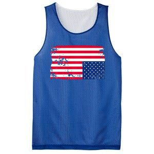 Distress Upside Down American Flag Mesh Reversible Basketball Jersey Tank