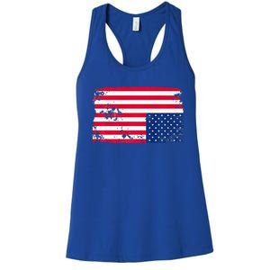 Distress Upside Down American Flag Women's Racerback Tank