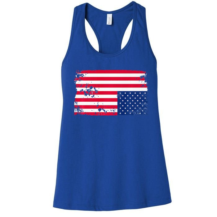 Distress Upside Down American Flag Women's Racerback Tank