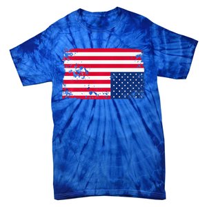 Distress Upside Down American Flag Tie-Dye T-Shirt