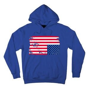 Distress Upside Down American Flag Tall Hoodie