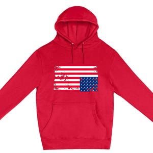 Distress Upside Down American Flag Premium Pullover Hoodie