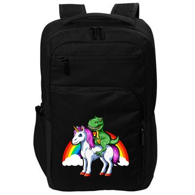 Dinosaur Unicorn Dinosaur Riding Unicorn T Rex Rainbow Gift Impact Tech Backpack