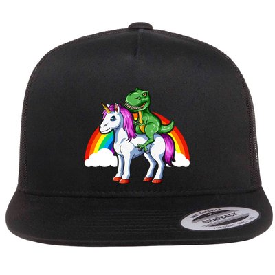 Dinosaur Unicorn Dinosaur Riding Unicorn T Rex Rainbow Gift Flatbill Hat