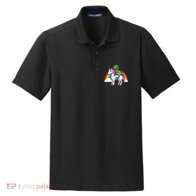 Dinosaur Unicorn Dinosaur Riding Unicorn T Rex Rainbow Gift Dry Zone Grid Polo