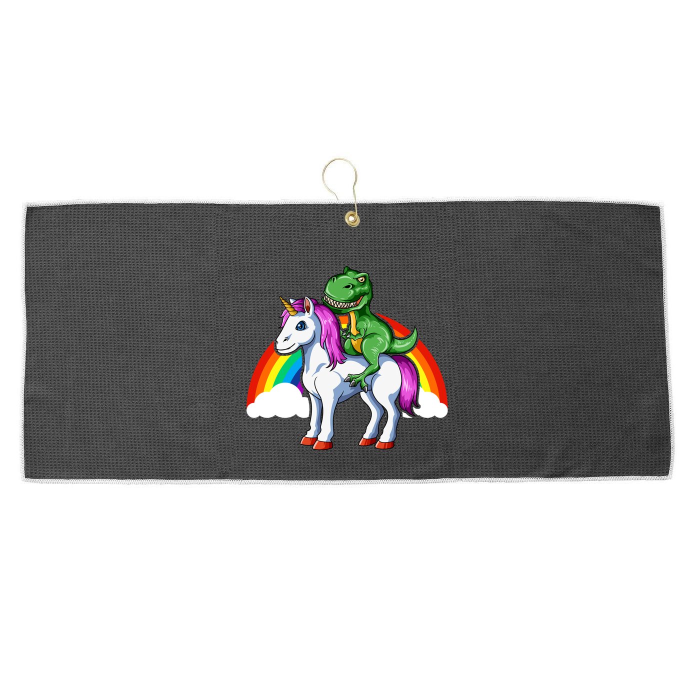Dinosaur Unicorn Dinosaur Riding Unicorn T Rex Rainbow Gift Large Microfiber Waffle Golf Towel