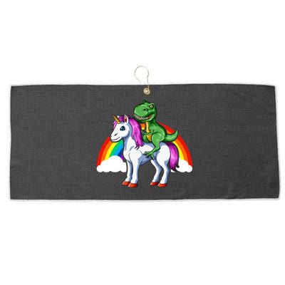 Dinosaur Unicorn Dinosaur Riding Unicorn T Rex Rainbow Gift Large Microfiber Waffle Golf Towel