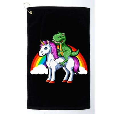 Dinosaur Unicorn Dinosaur Riding Unicorn T Rex Rainbow Gift Platinum Collection Golf Towel