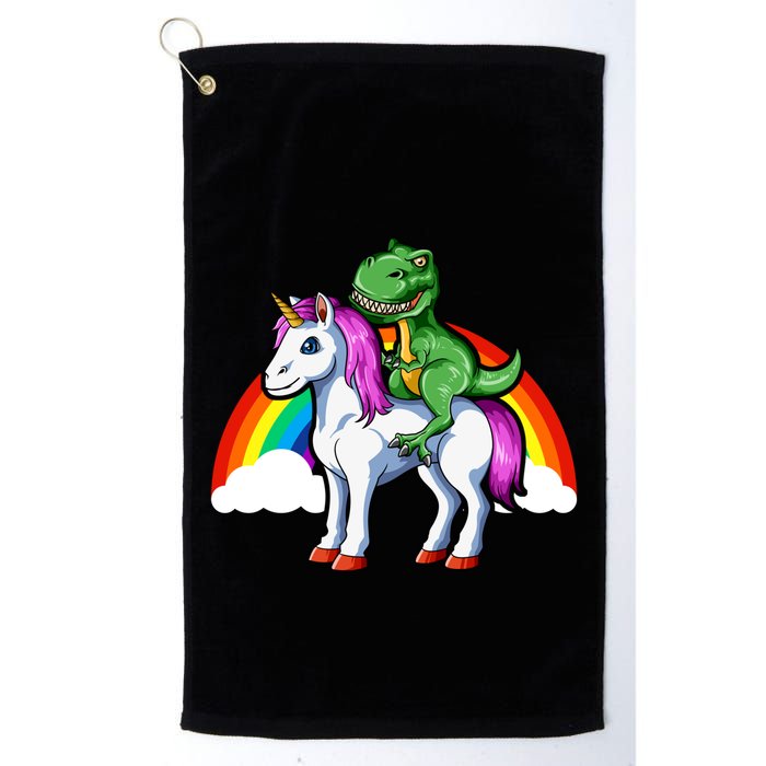 Dinosaur Unicorn Dinosaur Riding Unicorn T Rex Rainbow Gift Golf Towel