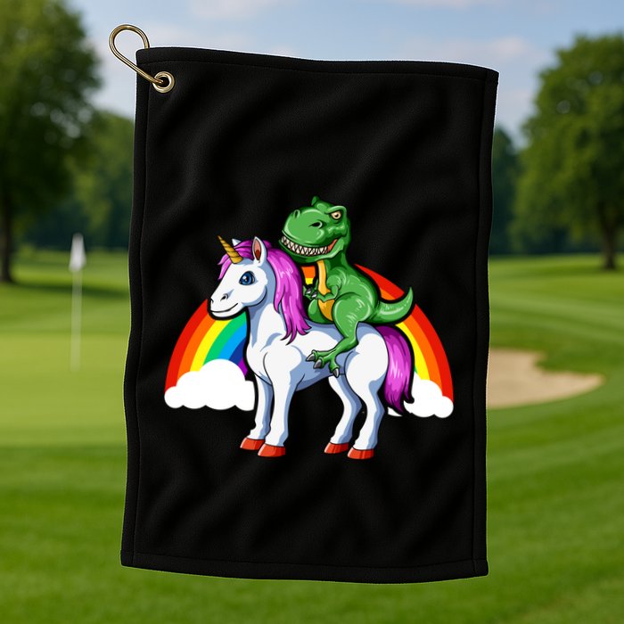 Dinosaur Unicorn Dinosaur Riding Unicorn T Rex Rainbow Gift Golf Towel