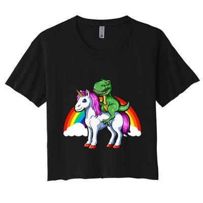 Dinosaur Unicorn Dinosaur Riding Unicorn T Rex Rainbow Gift Crop Top