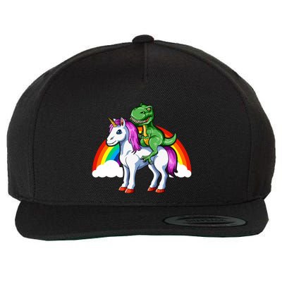 Dinosaur Unicorn Dinosaur Riding Unicorn T Rex Rainbow Gift Wool Snapback Cap