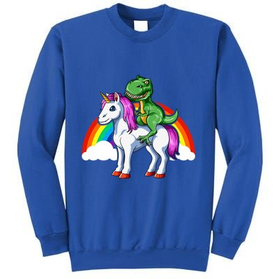 Dinosaur Unicorn Dinosaur Riding Unicorn T Rex Rainbow Gift Sweatshirt