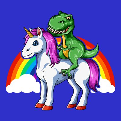 Dinosaur Unicorn Dinosaur Riding Unicorn T Rex Rainbow Gift T-Shirt
