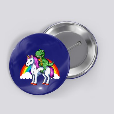 Dinosaur Unicorn Dinosaur Riding Unicorn T Rex Rainbow Gift Button