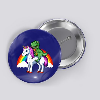 Dinosaur Unicorn Dinosaur Riding Unicorn T Rex Rainbow Gift Button