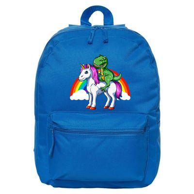 Dinosaur Unicorn Dinosaur Riding Unicorn T Rex Rainbow Gift 16 in Basic Backpack