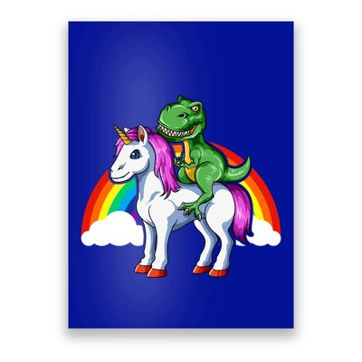 Dinosaur Unicorn Dinosaur Riding Unicorn T Rex Rainbow Gift Poster