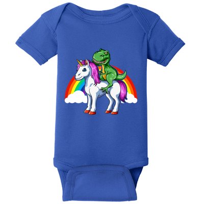Dinosaur Unicorn Dinosaur Riding Unicorn T Rex Rainbow Gift Baby Bodysuit