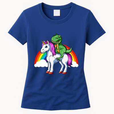 Dinosaur Unicorn Dinosaur Riding Unicorn T Rex Rainbow Gift Womens T-Shirt