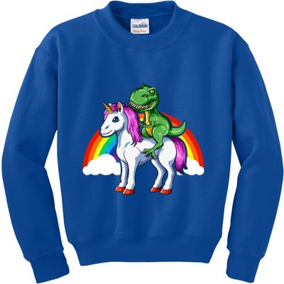 Dinosaur Unicorn Dinosaur Riding Unicorn T Rex Rainbow Gift Kids Sweatshirt