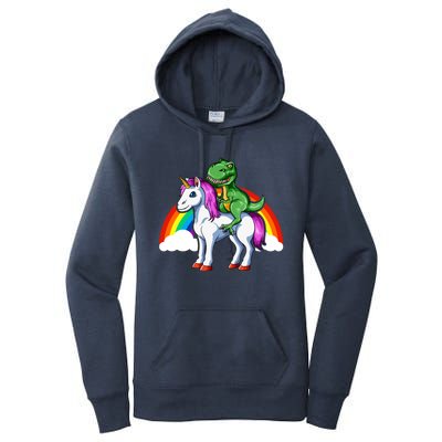 Dinosaur Unicorn Dinosaur Riding Unicorn T Rex Rainbow Gift Women's Pullover Hoodie