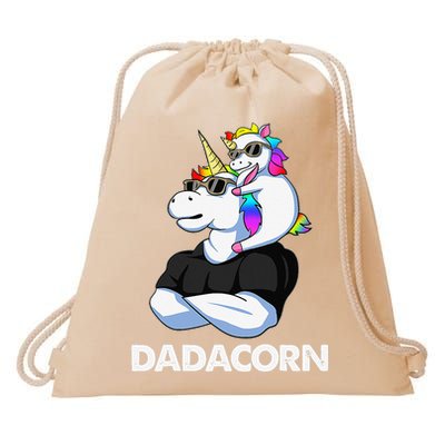 Dadacorn Unicorn Dad and Baby Christmas Papa Father's Day Drawstring Bag