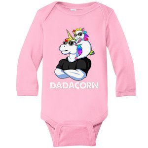 Dadacorn Unicorn Dad and Baby Christmas Papa Father's Day Baby Long Sleeve Bodysuit