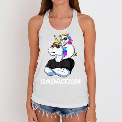 Dadacorn Unicorn Dad and Baby Christmas Papa Father's Day Women's Knotted Racerback Tank