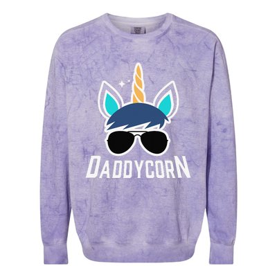 Daddycorn Unicorn Daddy And Baby Father's Day Colorblast Crewneck Sweatshirt