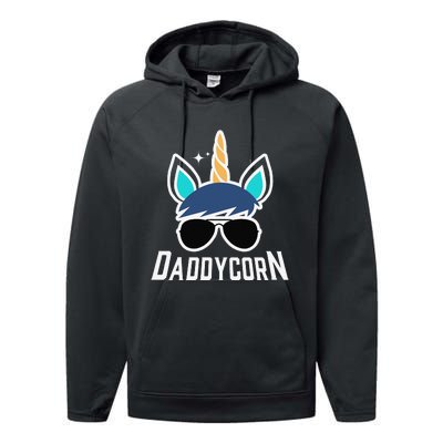 Daddycorn Unicorn Daddy And Baby Father's Day Performance Fleece Hoodie