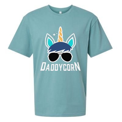 Daddycorn Unicorn Daddy And Baby Father's Day Sueded Cloud Jersey T-Shirt