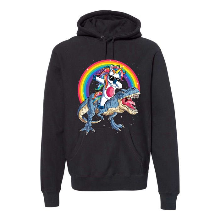 Dabbing Unicorn Dinosaur T Rex Premium Hoodie