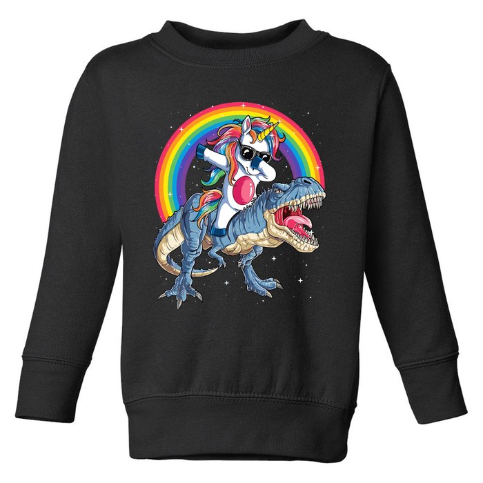 Dabbing Unicorn Dinosaur T Rex Toddler Sweatshirt