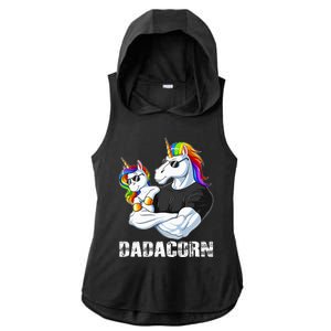 Dadacorn Unicorn Dad and Baby Christmas Papa Gift Ladies PosiCharge Tri-Blend Wicking Draft Hoodie Tank