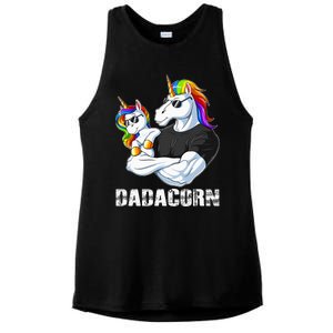 Dadacorn Unicorn Dad and Baby Christmas Papa Gift Ladies PosiCharge Tri-Blend Wicking Tank