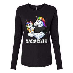 Dadacorn Unicorn Dad and Baby Christmas Papa Gift Womens Cotton Relaxed Long Sleeve T-Shirt