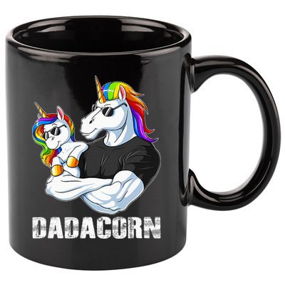 Dadacorn Unicorn Dad and Baby Christmas Papa Gift 11oz C Handle Ceramic Mug